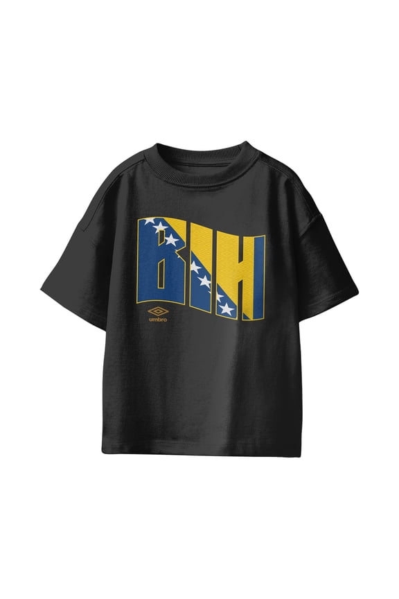 Kids Bosnia and Herzegovina Wavy Logo T Shirt (Black, XS-XL)