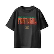 Umbro Kids Portugal Stacked Soccer T Shirt Black, XS-XL