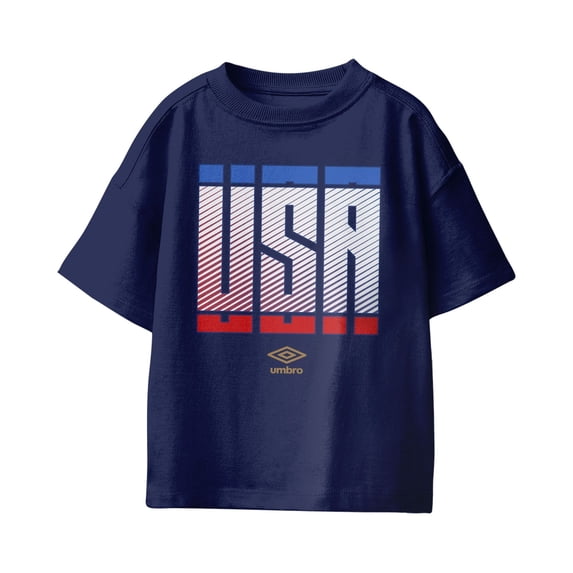 Umbro Kids USA Stacked Soccer T Shirt (Navy, XS-XL)