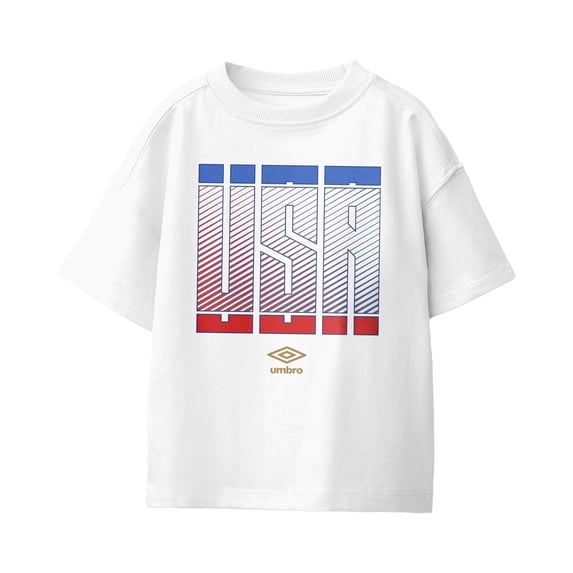 Umbro Kids USA Stacked Soccer T Shirt (White, XS-XL)