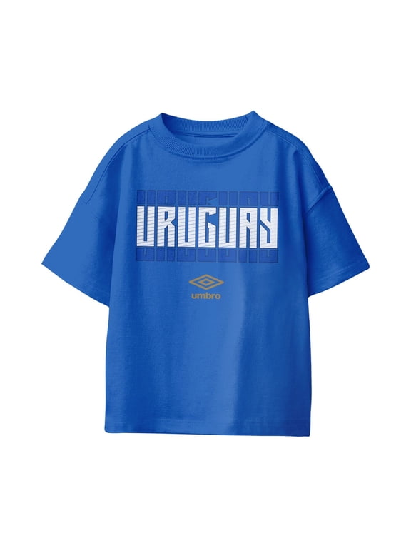 Kids Uruguay Stacked Soccer T Shirt (Royal, XS-XL)