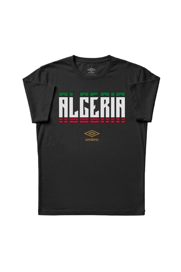 Men's Algeria Stacked Soccer T Shirt (Black, S-XXXL)