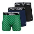thumbnail image 1 of Umbro Men's Athletic Stretch 6" Boxer Briefs 3-Pack, Navy/Black/Green Check, L, 1 of 3