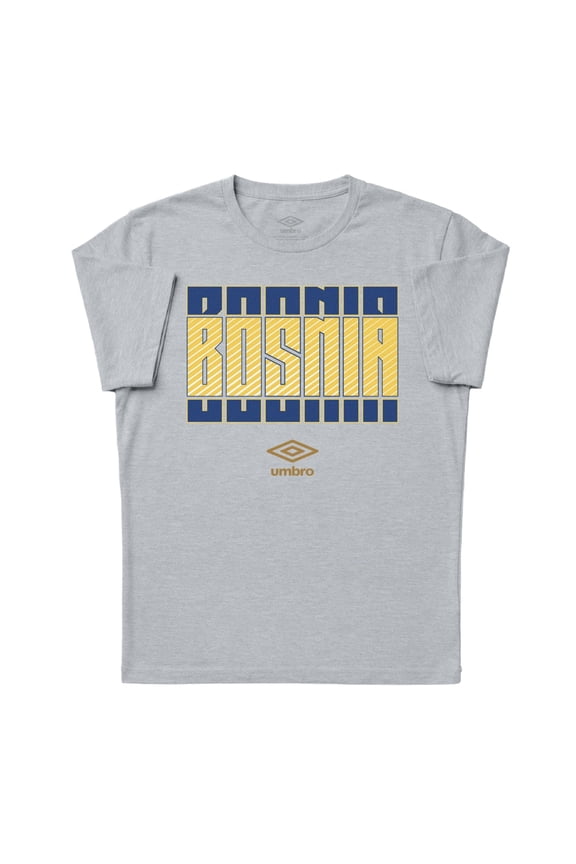 Men's Bosnia Stacked Soccer T Shirt (Grey Heather, S-XXXL)
