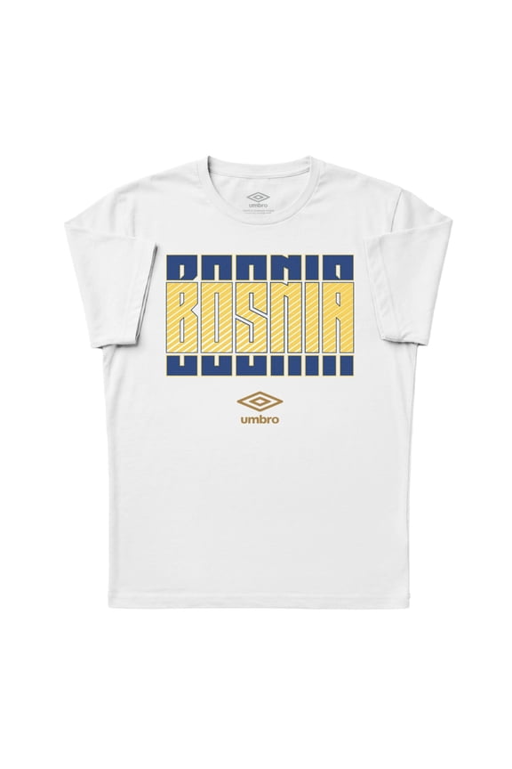 Men's Bosnia Stacked Soccer T Shirt (White, S-XXXL)