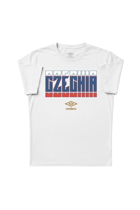 Men's Czechia Stacked Soccer T Shirt (White, S-XXXL)