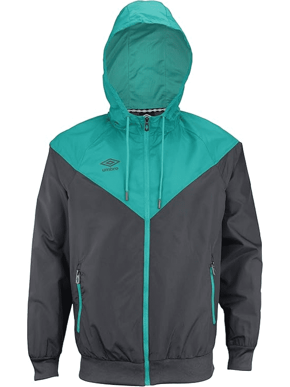 Men's Full Zip Lightweight Woven Jacket - (Carbon/Blue Grass, Small)