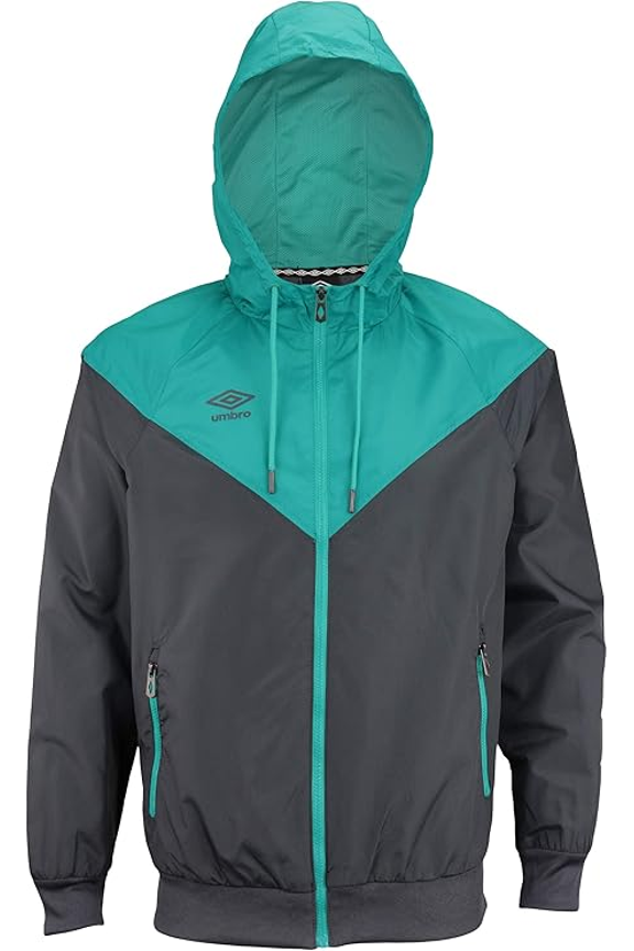 Men's Full Zip Lightweight Woven Jacket - (Carbon/Blue Grass, Small)