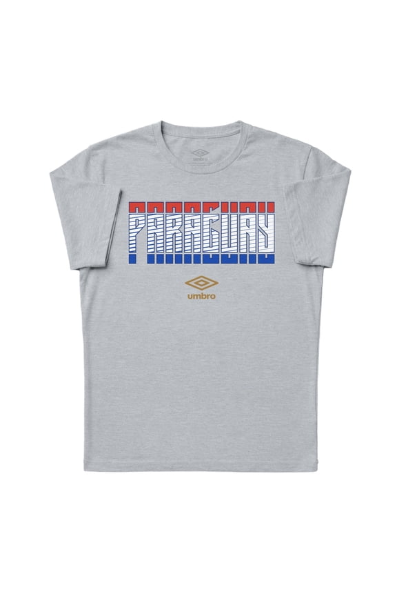 Men's Paraguay Stacked Soccer T Shirt (Grey Heather, S-XXXL)