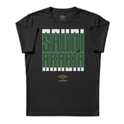 Umbro Mens Saudi Arabia Stacked Soccer T Shirt Black, S-L