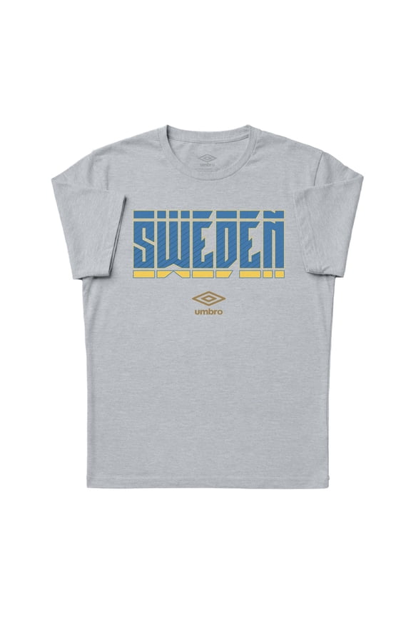 Men's Sweden Stacked Soccer T Shirt (Grey Heather, S-XXXL)