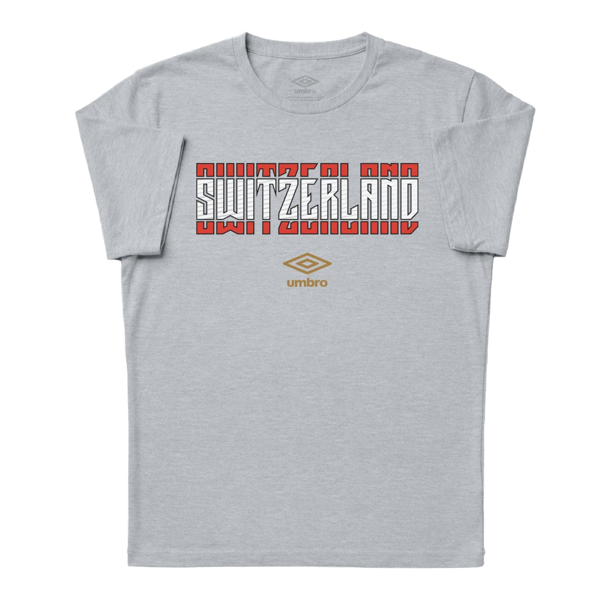 Umbro Men's Switzerland Stacked Soccer T Shirt (Grey Heather, S