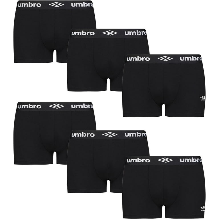 Umbro Men’s Trunks Breathable Cotton Underwear Boxers for Men, Black Large  6-Pack