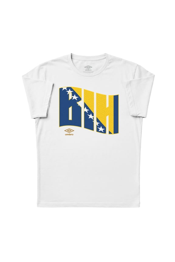 Mens Bosnia and Herzegovina Wavy Logo T Shirt (White, S-XXXL)