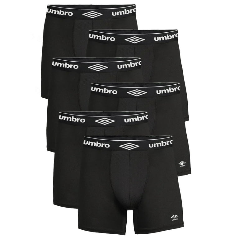 Umbro Mens Boxer Briefs Active Performance Breathable Underwear for Men,  Black XL 6-Pack 