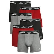 Umbro Mens Boxer Briefs Active Performance Breathable Underwear for Men, Red/Heather Grey/Bla Small 6-Pack