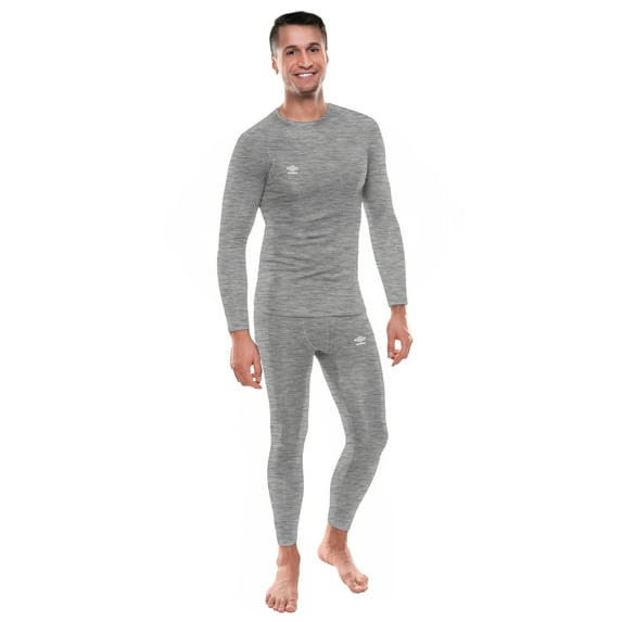 Umbro Mens Thermal Underwear Set Insulated Shirt & Long Johns, Light Heather Gray Medium