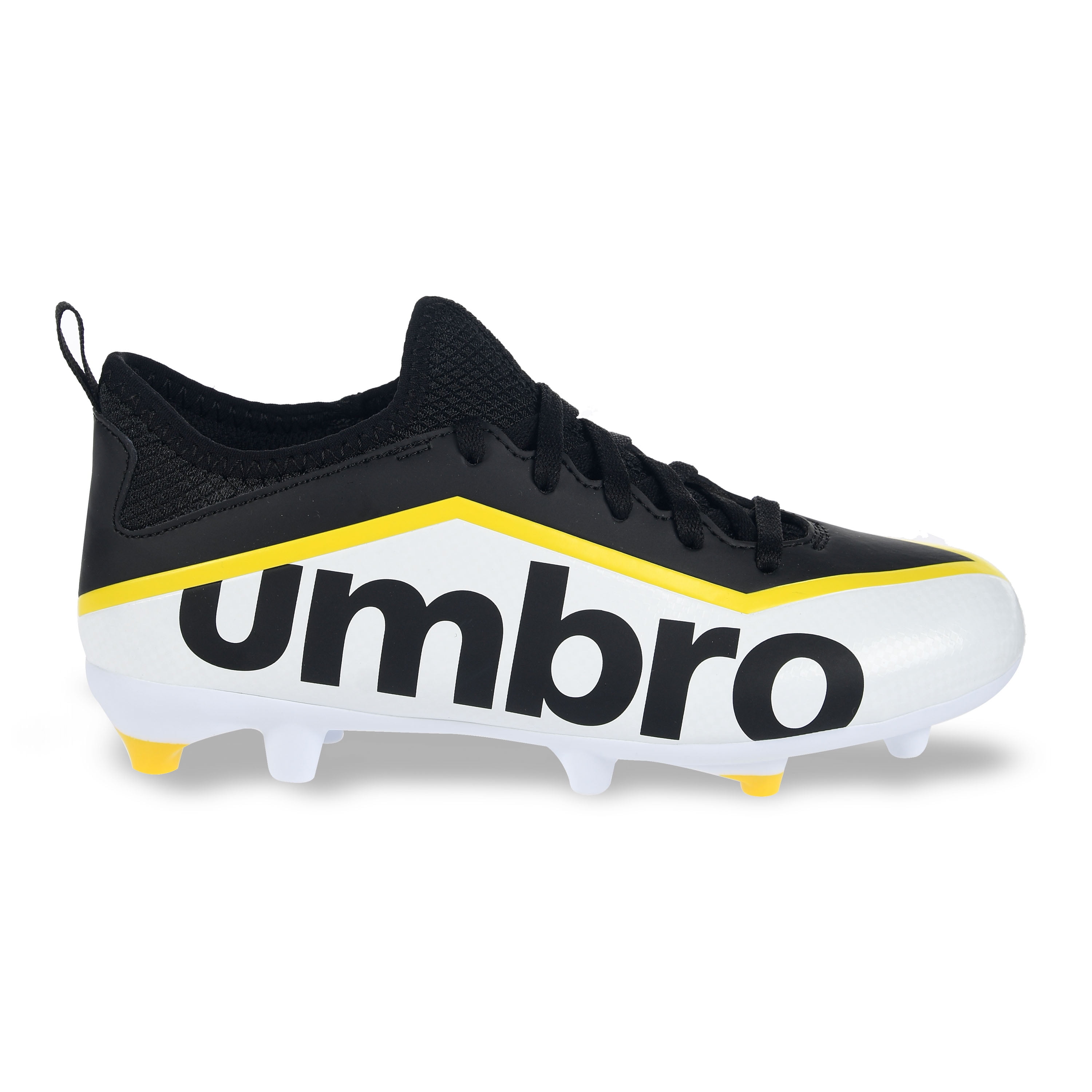 Umbro Pivot Kids Soccer Cleats, Black/White/Yellow, Youth Size 3