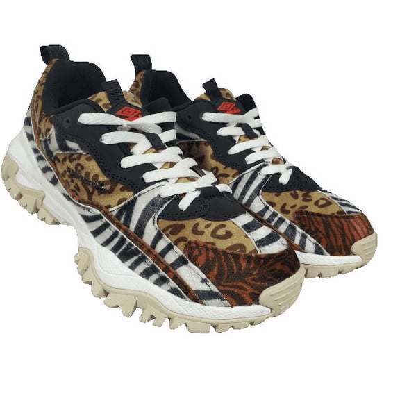 Umbro Tiger Sneaker Womens Brown Bumpy Animal Leopard Zebra Gym Shoes Logo Size 8.5