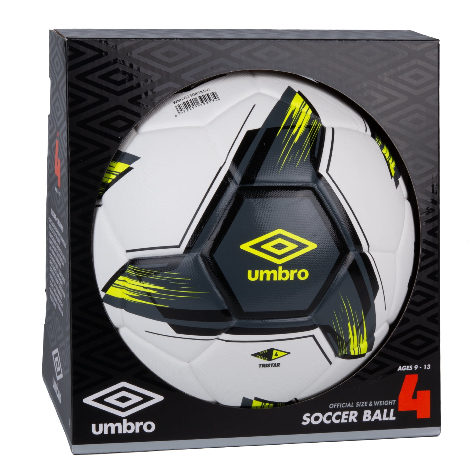 Umbro Youth Size 4 Soccer Ball White Gray Yellow Durable 32