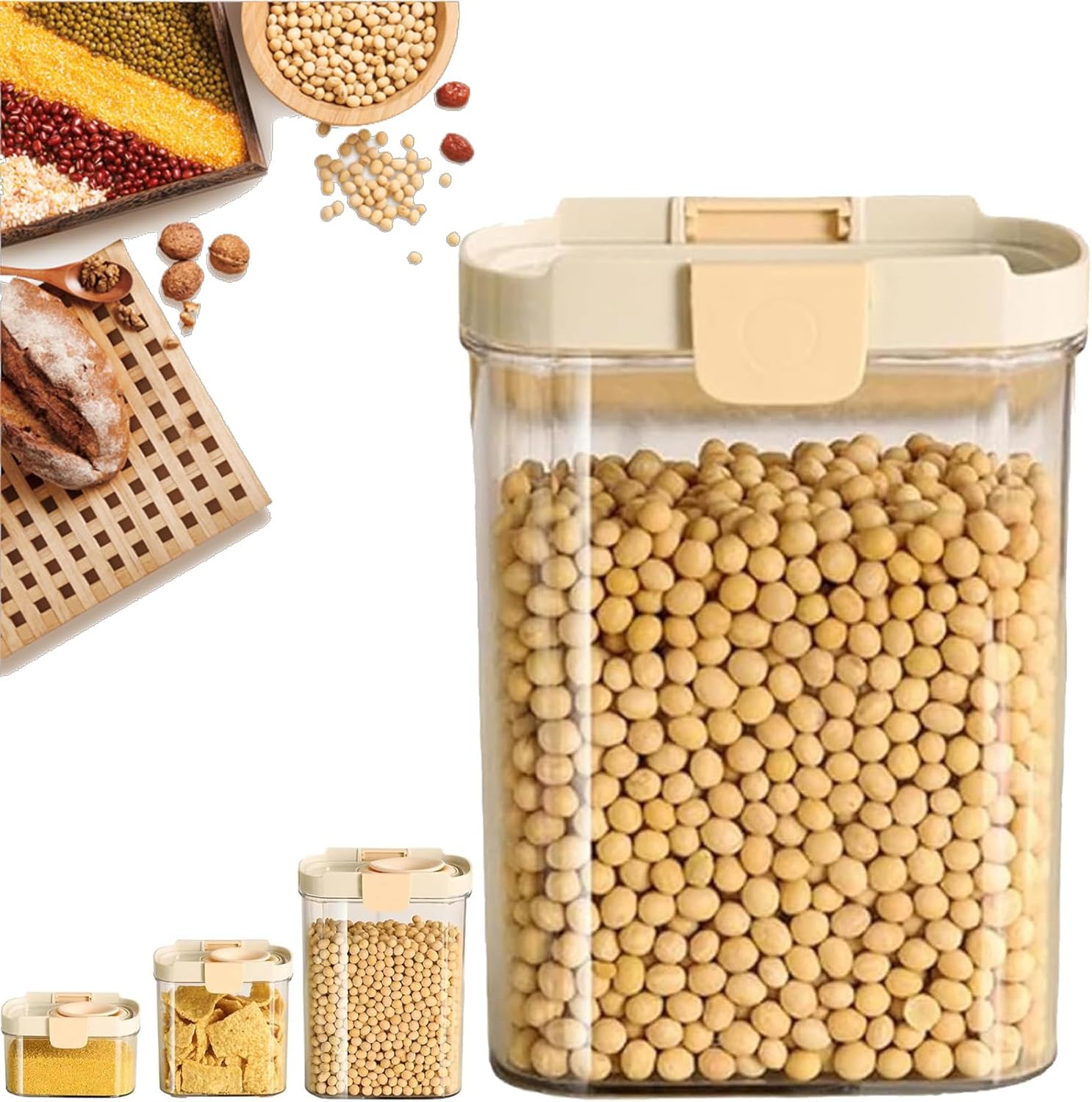 Push Container Food Storage Umckit Push Type Sealed Storage Jar for Cereal, Flour, Sugar, Dry Food ...