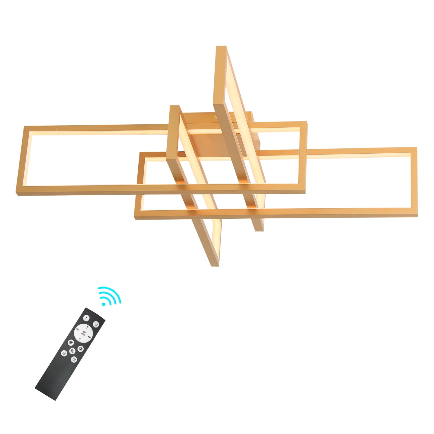 Gold Rectangular Light Umeiluce 32 Inch 4-Light Gold Rectangle Dimmable LED Ceiling Light with ...