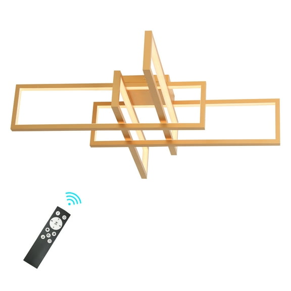 Umeiluce 32 Inch 4-Light Gold Rectangle Dimmable LED Ceiling Light with Remote Control