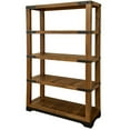 thumbnail image 1 of Umey 71 Inch Rustic Bookcase, 4 Shelves, Black Iron Base, Brown Mango Wood, 1 of 4