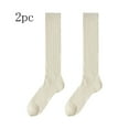 thumbnail image 1 of Umfun 2-Pairs Women's Knee High Ribbed Socks Stretch Knit Long Tube Socks Solid Color Soft Breathable for Fall Winter Boots Daily School Wear, 1 of 8