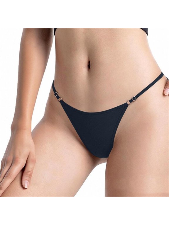 3PC Adjustable Side Straps Thong Panties for Women Low Rise Underwear - V-Front G-String Briefs for Daily Wear and Party