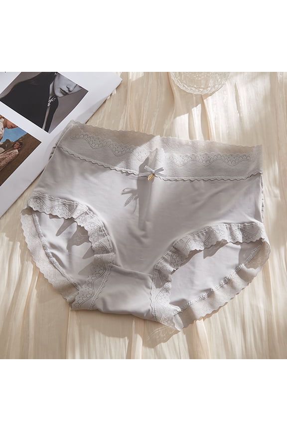 5 Pack Women's Silky Satin Briefs with Scalloped Lace Trim & Bow Detail - Soft Low Rise Panties for Romantic Daily Wear