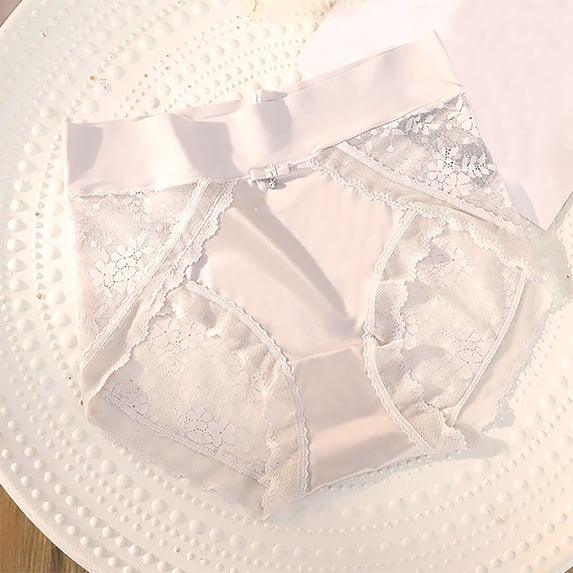 Umfun 6 Pack Women's High Waist Satin Briefs with Lace Side Panels & Bow Detail - Graced Full Coverage Panties for Comfortable Lounge & Daily Wear
