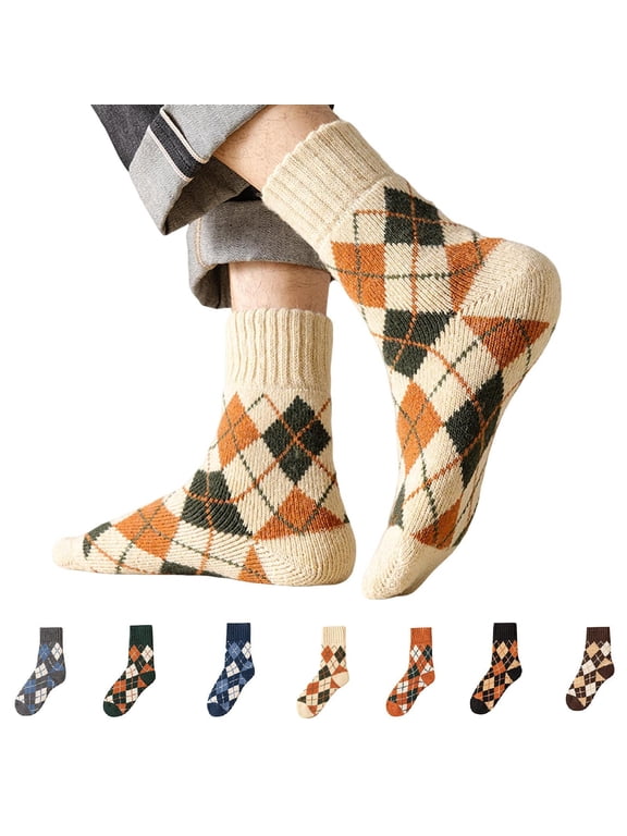 7-Pack Women's Trendy Argyle Diamond Pattern Crew Socks Soft Breathable Knit Mid-Calf Socks Colorful Geometric Design Ideal for Daily School Wear and Autumn Casual Outings