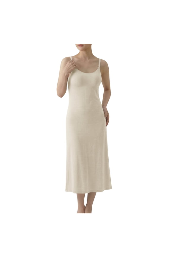 Adjustable Strap Solid Maternity Slip Dress Sleeveless Simple Plain Midi Length Lightweight Casual All Season Indoor Sleeping Loungewear for Pregnant Moms