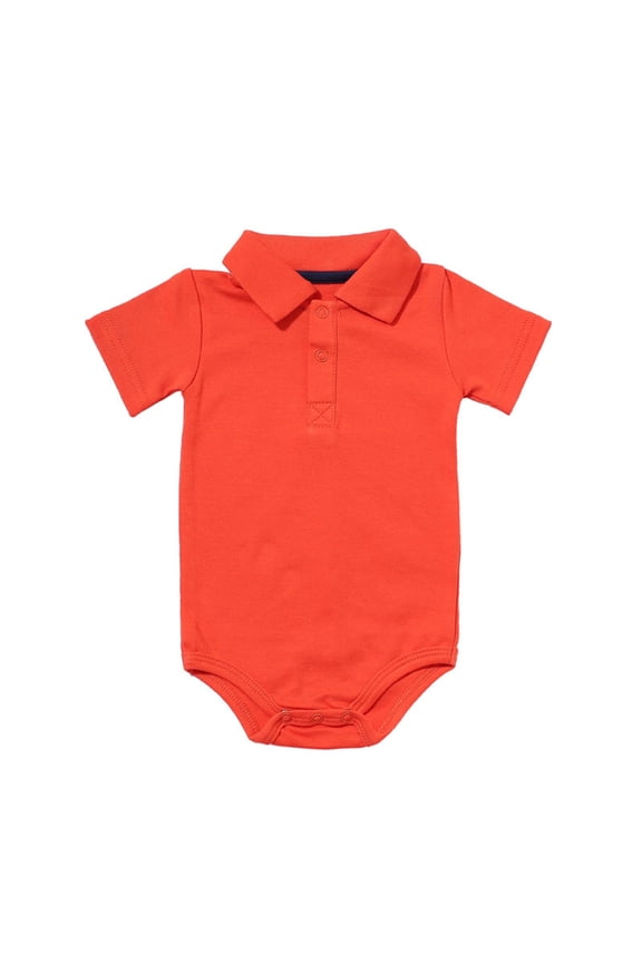 Baby Boys Turndown Collar Short Sleeve Bodysuit Onesie Button Front Soft Cotton One-Piece Outfit for Infant