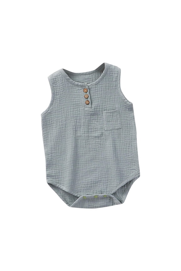Baby Crew Neck Sleeveless Bodysuit Onesie Snap Bottom Cotton One-Piece Outfit for Infant