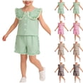 thumbnail image 1 of Umfun Baby Girls 2 Piece Outfits Gingham Ruffle Collar Top Shorts Set Cute Casual Wear, 1 of 8