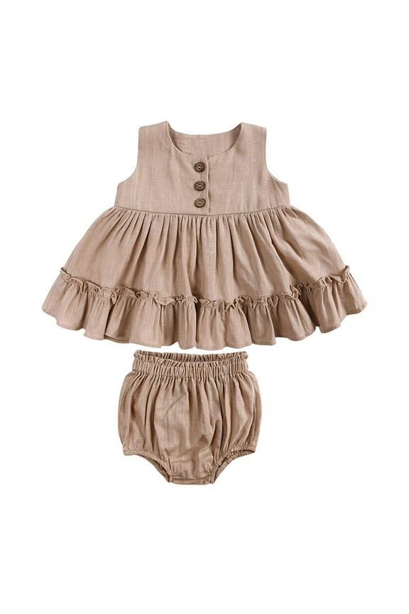 Baby Girls 2 Piece Outfits Ruffle Dress Short Set Cute Summer Wear