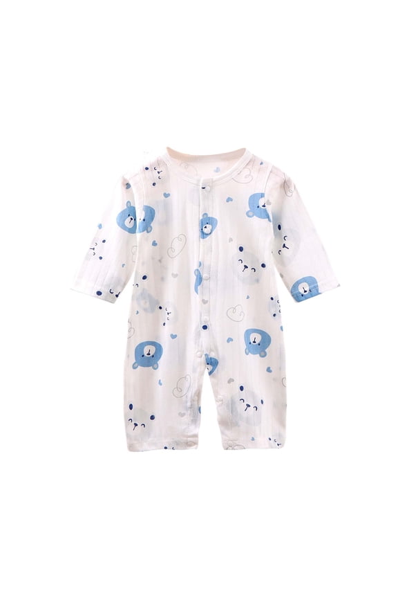 Baby Long Sleeve Romper Button Front Ankle Length One-Piece Outfit for Infant