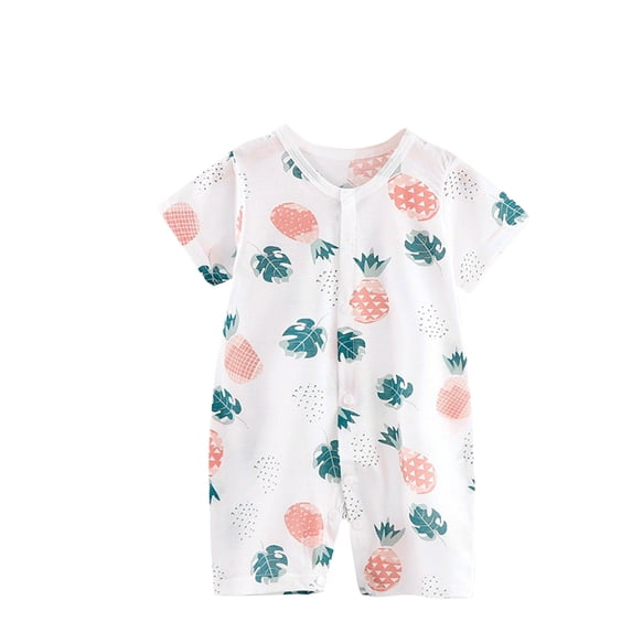 Umfun Baby Print Short Sleeve Romper Breathable Cotton One-Piece Outfit for Infant