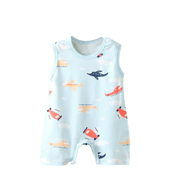 Umfun Baby Print Sleeveless Romper Breathable Cotton One-Piece Outfit for Infant