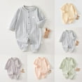 thumbnail image 1 of Umfun Baby Ribbed Bodysuit with Embroidery - Long Sleeve One-Piece Romper with Front Snap Placket and Soft Round Neck Cozy Fall Winter Outfit for Newborn Infant, 1 of 9