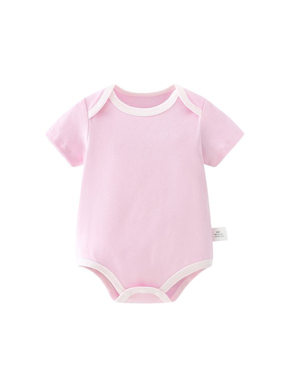 Baby Short Sleeve Solid Color Bodysuit Soft Cotton Onesie One-Piece Romper for Newborn Infant Boys Girls Daily Wear