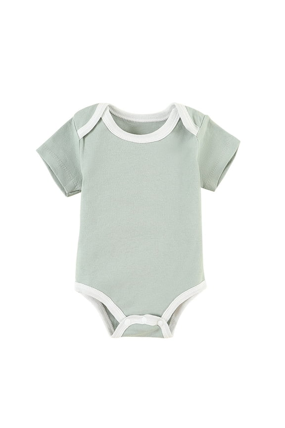 Baby Short Sleeve Solid Color Bodysuit Soft Cotton Onesie One-Piece Romper for Newborn Infant Boys Girls Daily Wear