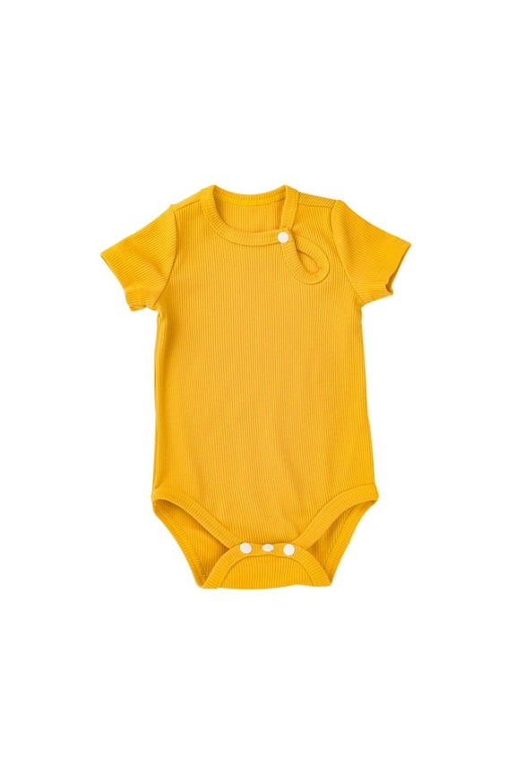 Baby Solid Color Short Sleeve Bodysuit Snap Button One-Piece Outfit for Infant