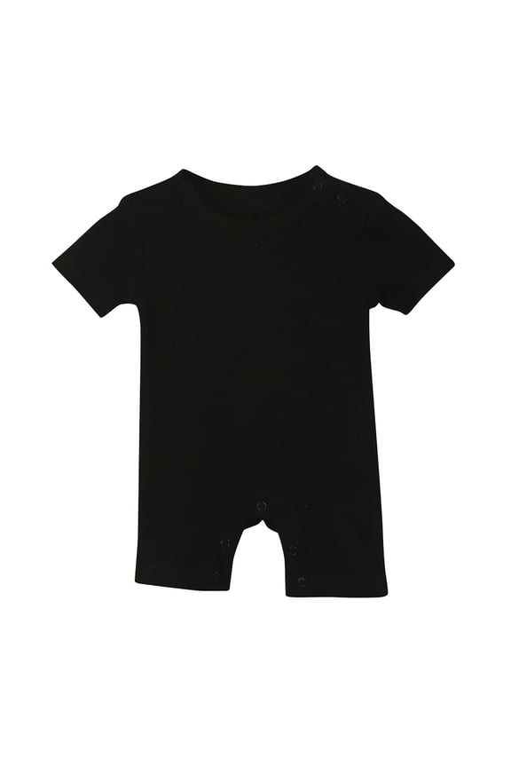 Baby Solid Color Short Sleeve Romper Snap Bottom Cotton One-Piece Romper for Infant
