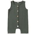 thumbnail image 1 of Umfun Baby Solid Color Sleeveless Romper Button Front Cotton One-Piece Romper for Infant, 1 of 7