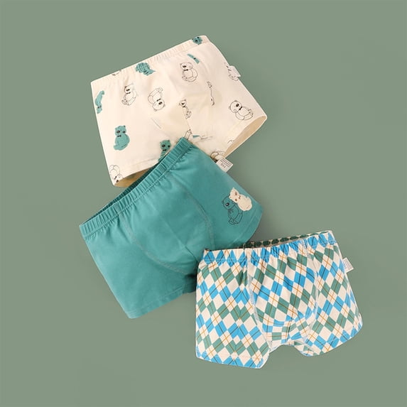 Umfun Boys 3-Pack Cotton Boxer Briefs Underwear - Cute Animal Outline and Argyle Print Soft Breathable Panties with Elastic Waistband Comfortable Underwear for School Daily Play