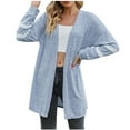 thumbnail image 1 of Umfun Cardigan for Women Solid Long Cardigan Knit Striped Printing Outwear for Dresses Tops Lightweight High Low Hem Long Sleeve Cardigan Light Blue S, 1 of 5
