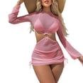 thumbnail image 1 of Umfun Chic Three-Piece Mesh Sheer Cover-Up Bikini Set with Gold Ring Cutout - Long Sleeve Beachwear for Vacation & Poolside Fashion, 1 of 9
